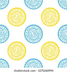 Mega Deals seamless pattern. Seamless badge pattern, backdrop for your design.
