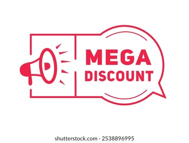 Mega desconto 5 crachá banner megaphone. Vetor de modelo de design de anúncio.