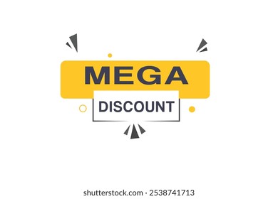 Mega discount banner, sign icon tag flat style word concept vector. Design for web, announcement.