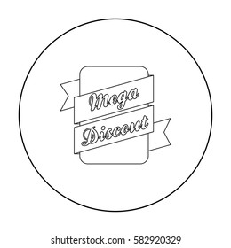 Mega discount icon in outline style isolated on white background. Label symbol stock vector illustration.