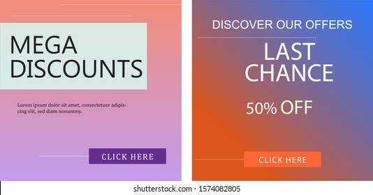 mega discount and last chance 50% of banner