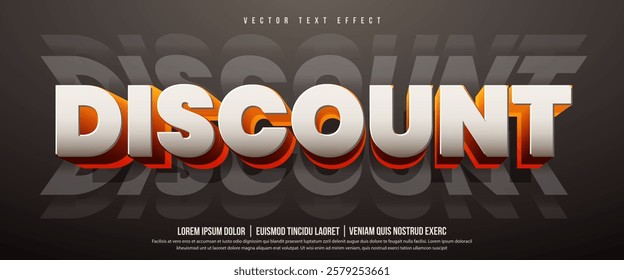 Mega discount sale promotion editable 3d text effect, business logo mockup and realistic corporate typography or word art design with overlay gradient texture and social media background. Text effect.