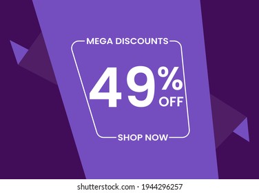 Mega Descuentos 49% De Fuera De Compra Ahora. 49 por ciento Descuento venta moderna pancarta ilustración vectorial