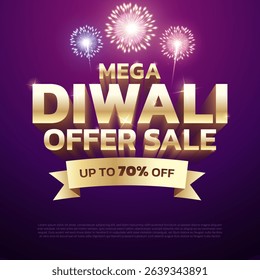 Mega Diwali Offer Sale Discount Poster Design. Premium Luxury Advertising Logo label Design vector layered. Diwali Sale Label Design Template Vector Layered illustration.