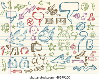 Mega Doodle Sketch Vector Collection Illustration Set