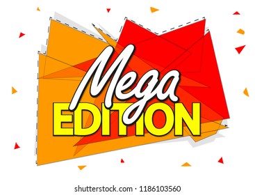 Mega Edition, banner design template, promo tag, vector illustration