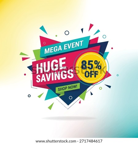 Mega Event Huge Savings 85 Percent Off Modern Sale Banner Design