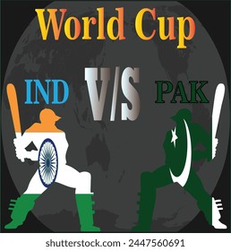 Mega Event, Pakistan vs Indien (PAK vs IND) International Cricket Flaggen Design.On Black Background.Players VS.