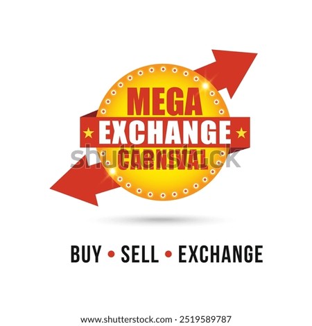 Mega Exchange Carnival Logo Label Unit Vector Design. Vintage Retro Circle
