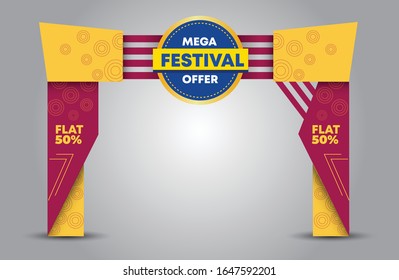 Mega festival offers Gate entrance vector with for mock up event display, arch design