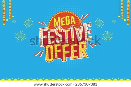 Mega Festive Offer Logo label Unit Design. Festival Sale. Retail Marketing, Promotional Advertising Template