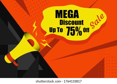 Mega flash sale vector illustration. Vector sale for promotion, social media template, cover, banner.