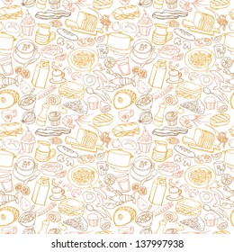Mega food mix seamless background