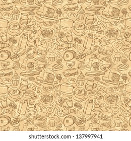 Mega food mix seamless background