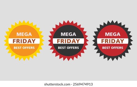 Mega friday sale offer text banner label or sticker design vector for use.