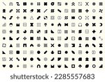 Mega geometric and abstract shapes collection. Abstract symbols set. vector elements. Geometric icons. Isolated modern signs. Neo geo art. Swiss style. Bauhaus influence. Neo minimalism.