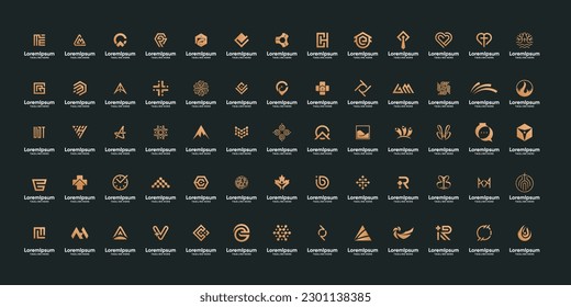 Mega golden gradient logo vector design collection