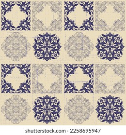 Mega Gorgeous seamless baroque pattern from colorful Moroccan tiles, ornaments. Can be used for wallpaper, fill patterns, web page background, surface textures.