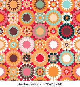 Mega Gorgeous seamless patchwork pattern from colorful Moroccan, Portuguese. Tiles, islamic ornaments. Can be used for wallpaper, pattern fills, web page background, surface textures.