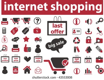 Mega-Internet-Shopping-Schilder Set. Vektorgrafik