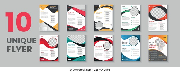 Mega items digital marketing flyer, corporate business flyer set, mega bundle poster collection design, a4 size abstract business flyer mega set and corporate brochure set layout
