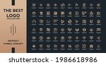 Mega logo collection, Abstract design concept for branding with golden gradient.