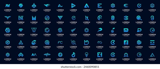 Mega logo collection, Abstract design concept for business technology, etc