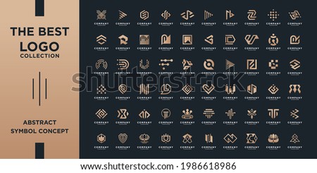 Mega logo collection, Abstract design concept for branding with golden gradient.