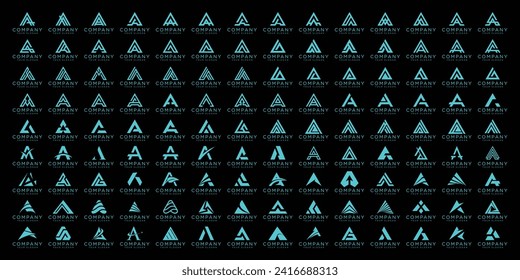 Mega logo collection, Abstract letter A logo design. icons for business of luxury, elegant, simple.