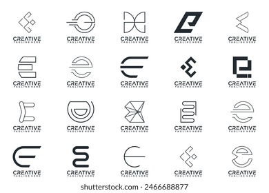 Mega logo collection, Abstract letter E logo design. icons for business of luxury, elegant, simple.