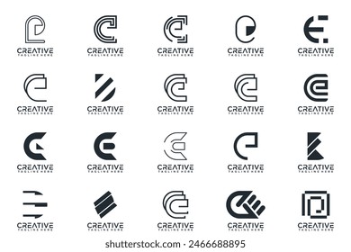 Mega logo collection, Abstract letter E logo design. icons for business of luxury, elegant, simple.