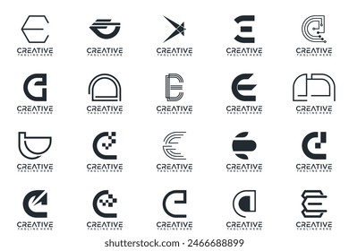 Mega logo collection, Abstract letter E logo design. icons for business of luxury, elegant, simple.