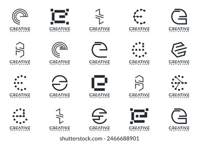 Colección de logotipo Mega, letra Abstractas E diseño de logotipo. iconos para negocios de lujo, elegante, simple.