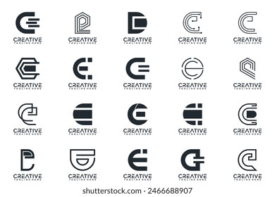 Mega logo collection, Abstract letter E logo design. icons for business of luxury, elegant, simple.