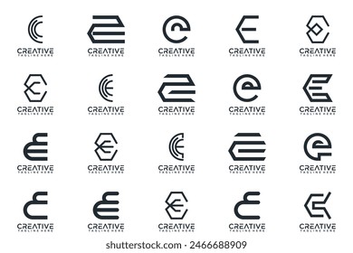 Mega-Logo-Kollektion, Abstrakter Buchstabe E-Logo-Design. Icons für Unternehmen des Luxus, elegant, einfach.