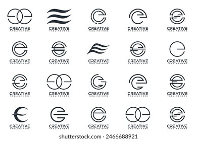 Mega logo collection, Abstract letter E logo design. icons for business of luxury, elegant, simple.