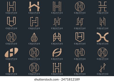 Mega logo collection, Abstract letter H logo design. icons for business, technology