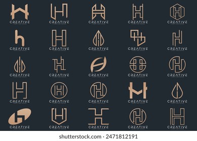 Mega logo collection, Abstract letter H logo design. icons for business, technology