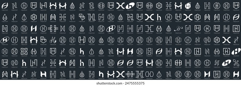 Mega logo collection, Abstract letter H logo design. icons for business