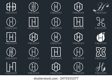 Mega logo collection, Abstract letter H logo design. icons for business