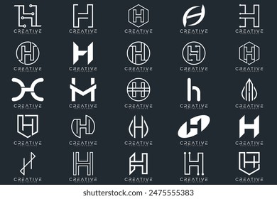 Colección del logotipo de Mega, diseño Abstractas del logotipo de la letra H.