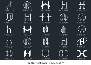 Mega logo collection, Abstract letter H logo design. icons for business