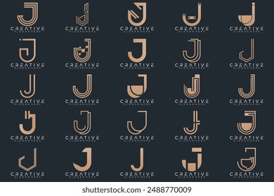 Mega logo collection, Abstract letter J logo design. icons for business	