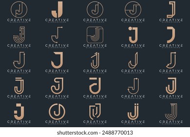 Mega logo collection, Abstract letter J logo design. icons for business	