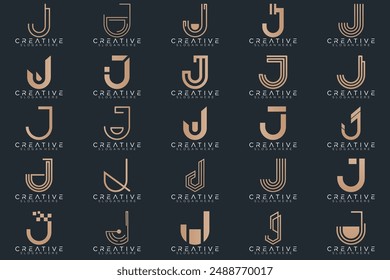 Colección del logotipo de Mega, diseño Abstractas del logotipo de la letra J. iconos para los negocios	