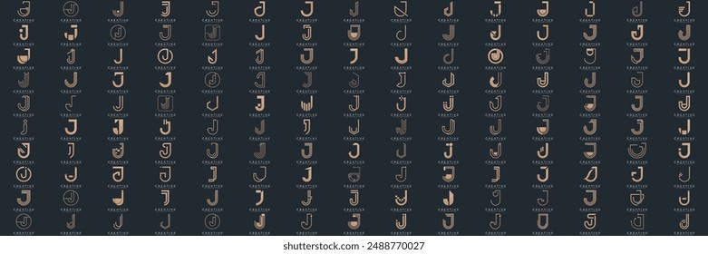 Mega logo collection, Abstract letter J logo design. icons for business	