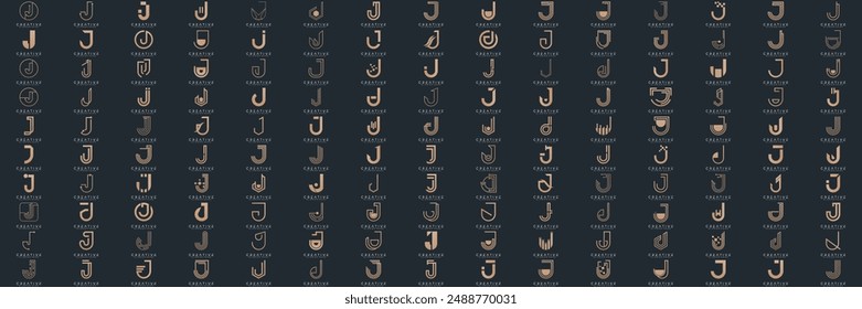 Mega logo collection, Abstract letter J logo design. icons for business	