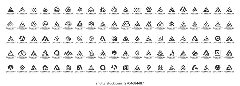 Coleção de logotipos Mega. Letra abstrata Uma inspiração de design de logotipo. Vetor de ícones para negócios, marcas e corporativos.