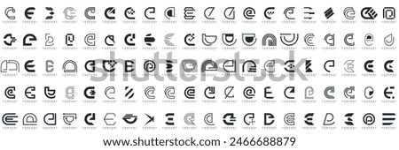 Mega logo collection, Abstract letter E logo design. icons for business of luxury, elegant, simple.