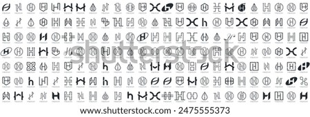 Mega logo collection, Abstract letter H logo design. icons for business